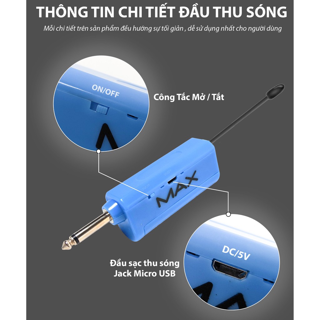 Micro không dây đa năng karaoke Max 56 Nâng cấp từ Max 39 Hút âm tốt chốg hú hiệu quả Sạc pin ngay trên mic Led màn hình