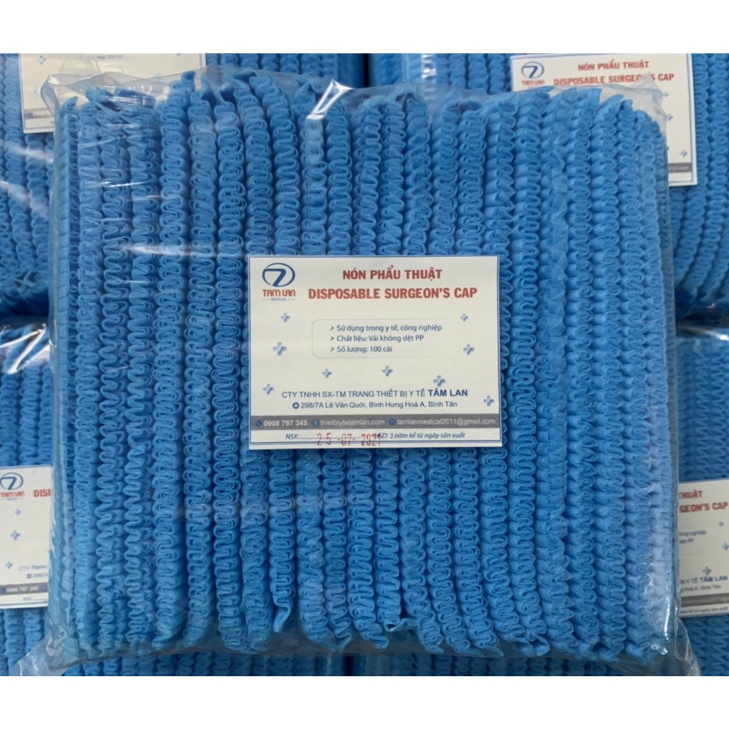 (Q1-HCM) Nón Y Tế Tâm Lan - Nón Phẫu Thuật Màu Trắng, Nón Sâu (Túi 100c)