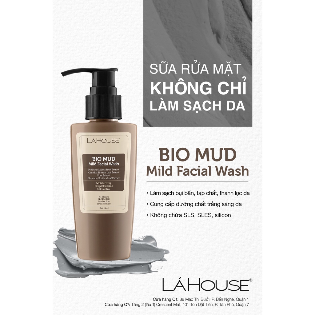 Sữa rửa mặt bùn khoáng bảo vệ da Lá House Bio Mud Mild Facial Wash 50ml/150ml