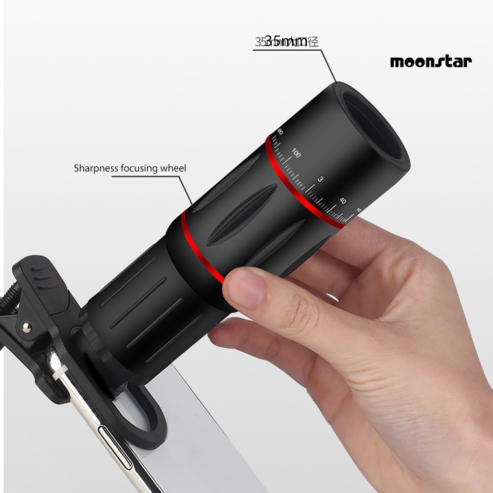 MNmoonstar Mobile Phone Camera External 18X Zoom HD Telephoto Lens with Universal Clip