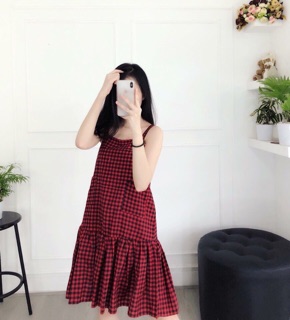 Đầm baby caro đuôi cá