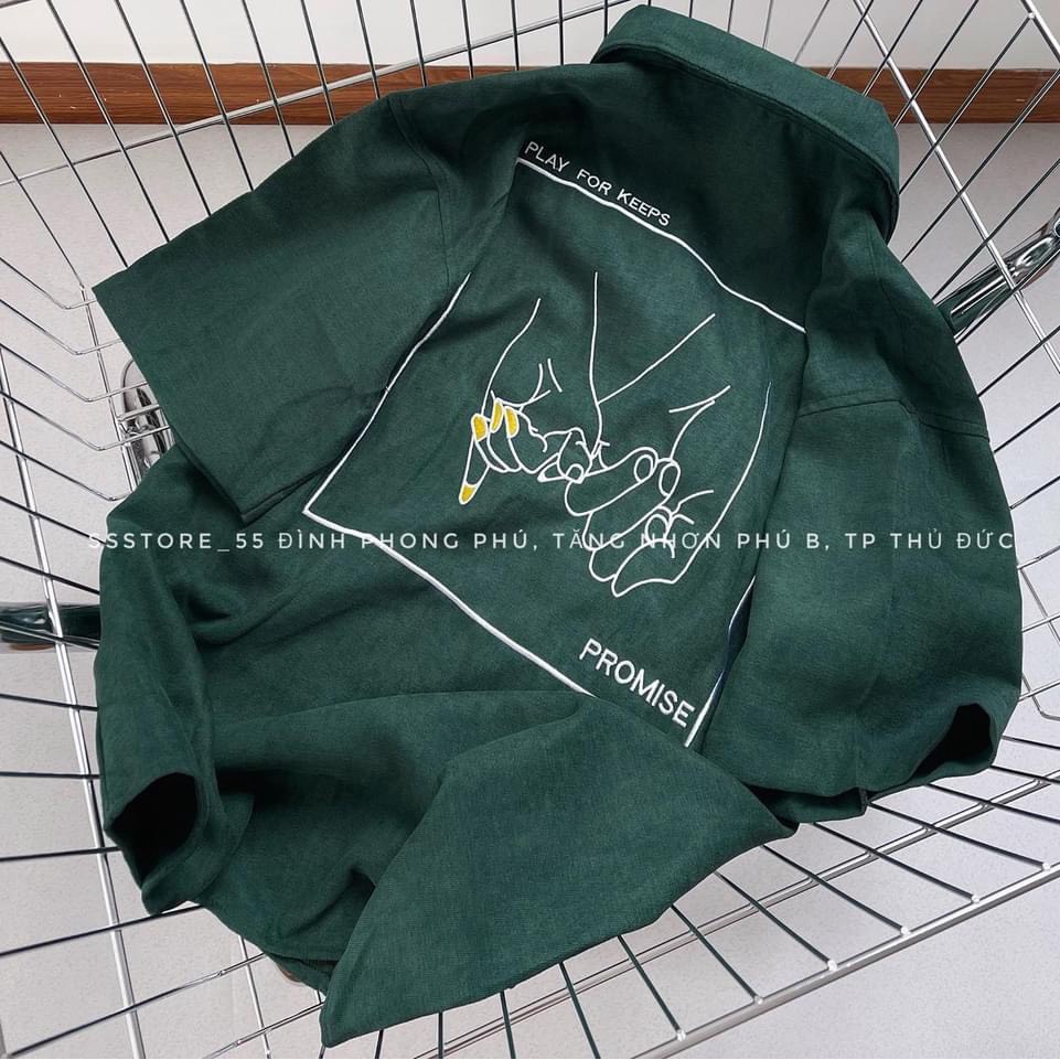 Sơ mi nhung tăm rêu siêu hót form thụng 7C2T