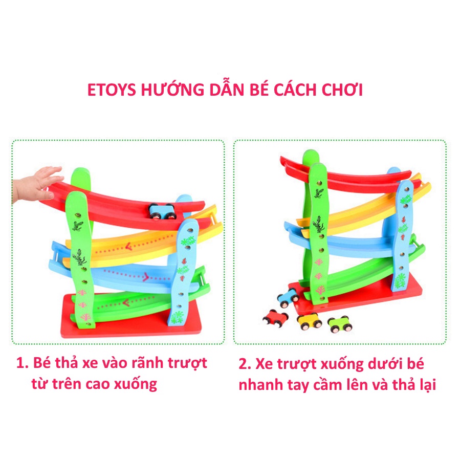 Đồ chơi cho bé Xe cầu trượt 4 tầng bằng gỗ ETOYS giúp trẻ chơi vui nhanh nhẹn thông minh