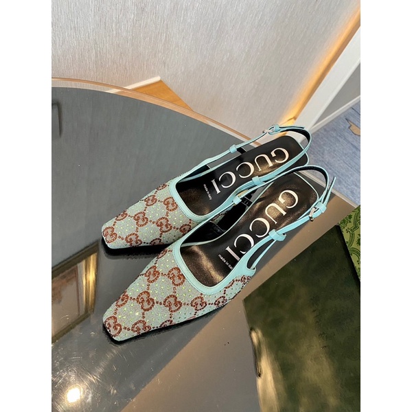 Giày cao gót mũi vuông dài quai hậu thương hiệu Gucci GC cao cấp mẫu 2022