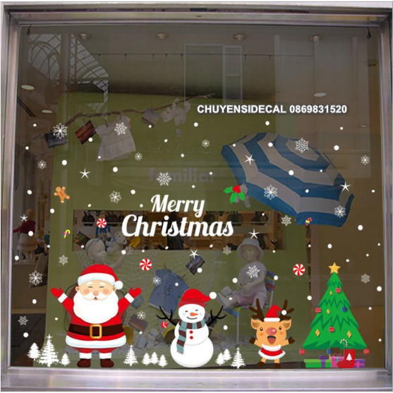 Decal Trang Trí Noel Hai Mặt Hít Tĩnh Điện Không Dơ Kính- NOEL nhộn nhịp vui tuyết