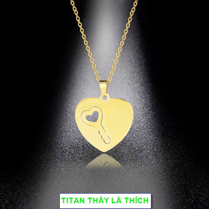 Dây chuyền vàng mạ hình trái tim yêu thương cho nữ - Hàng titan vàng 18k sáng bóng đẹp - Cam kết 1 đổi 1 nếu đen
