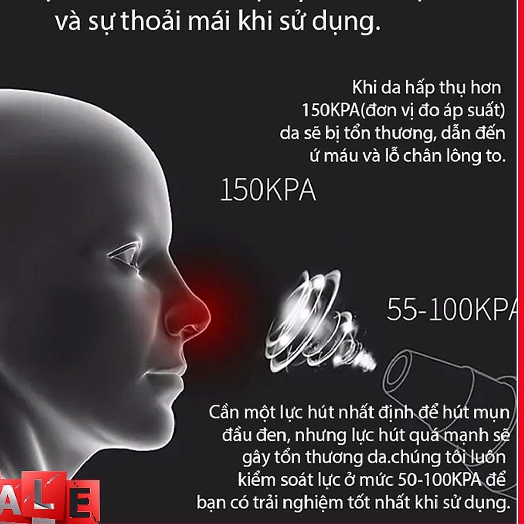 Máy hút mụn Black Head Detector chính hãng - nhiều chế độ - tặng kèm 3 đầu hút - chạy pin AA