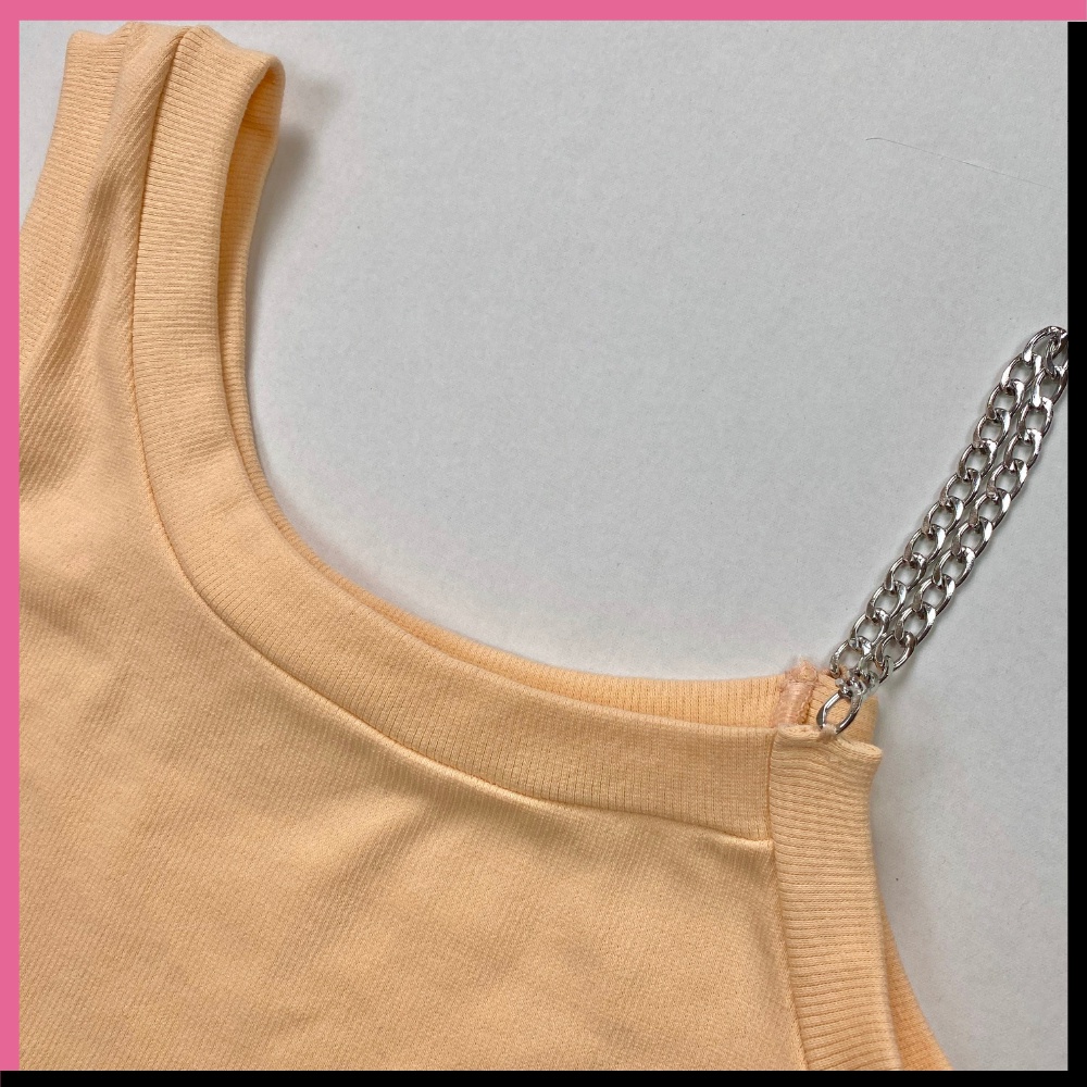 Áo Croptop Nữ VGIRL lệch vai phối dây xích không rỉ [ẢNH ĐỘC QUYỀN]