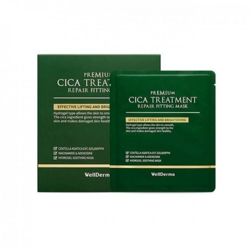 Mặt Nạ Thạch Làm Dịu, Phục Hồi Da WellDerma Premium Cica Treatment Repair Fitting Mask ( 1 Miếng )