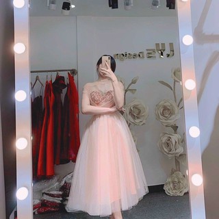 Đầm dự tiệc maxi xoè phối kim sa