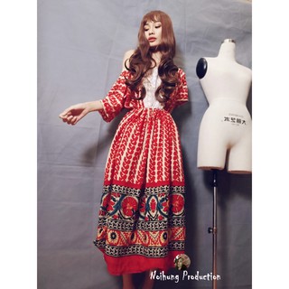 40-70KG Đầm Váy Bohemian thổ cẩm maxi vintage dáng xòe dài đi biển đẹp xinh rẻ độc lạ bigsize họa tiết dân tộc retro