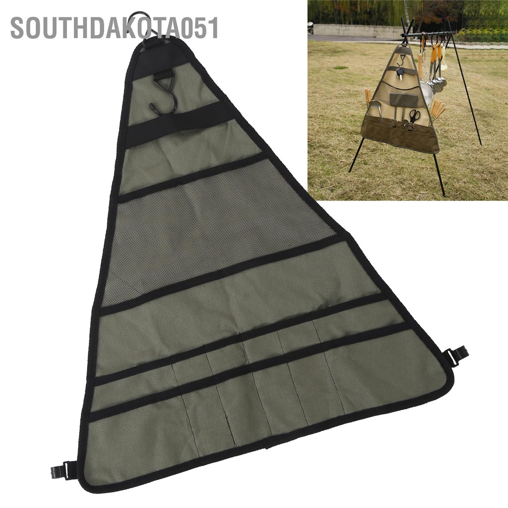 Southdakota051 Túi lưu trữ bộ đồ ăn có thể gập lại điều chỉnh được nhiều túi đựng dao kéo cho ba lô đi cắm trại BBQ Đi đường dài