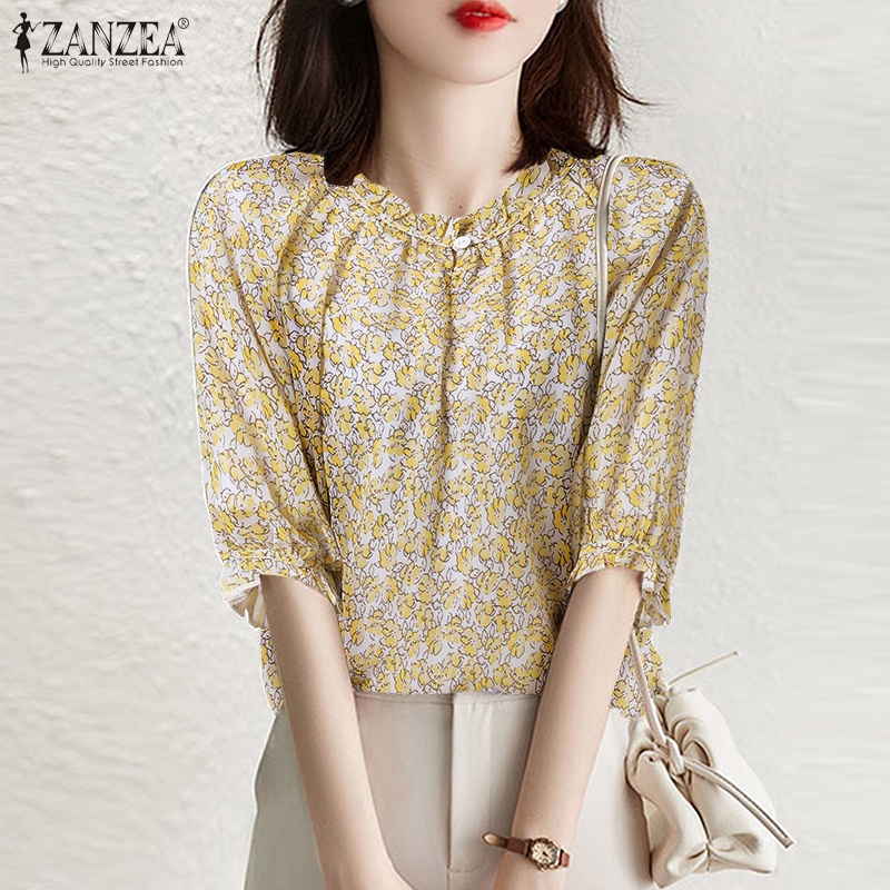 Áo Zanzea phối ren hoa tay lửng thanh lịch dành cho nữ