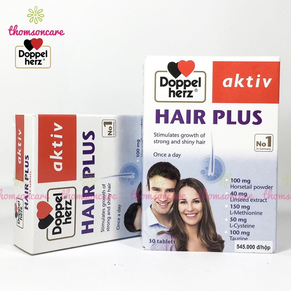 Aktiv Hair Plus - Hỗ trợ giảm rụng tóc, hói đầu, tóc gãy rụng cho nam, nữ - nhập khẩu Doppelherz từ Đức
