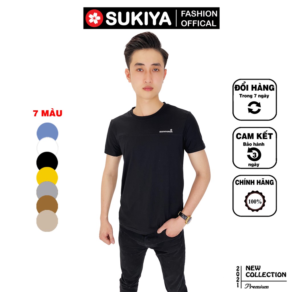 Áo thun nam SUKIYA chất 100% cotton mềm mại phối ngực AT04