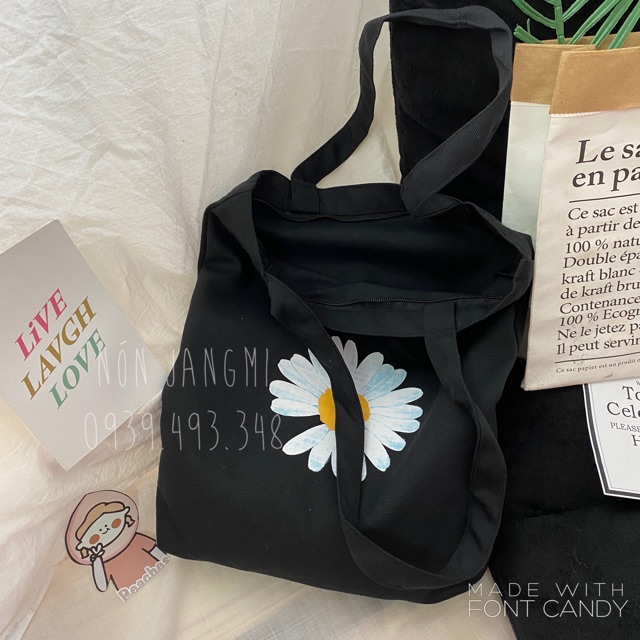 Túi Tote Vải Canvas Cúc Hoạ Mi ( Hình Shop Tự Chụp )