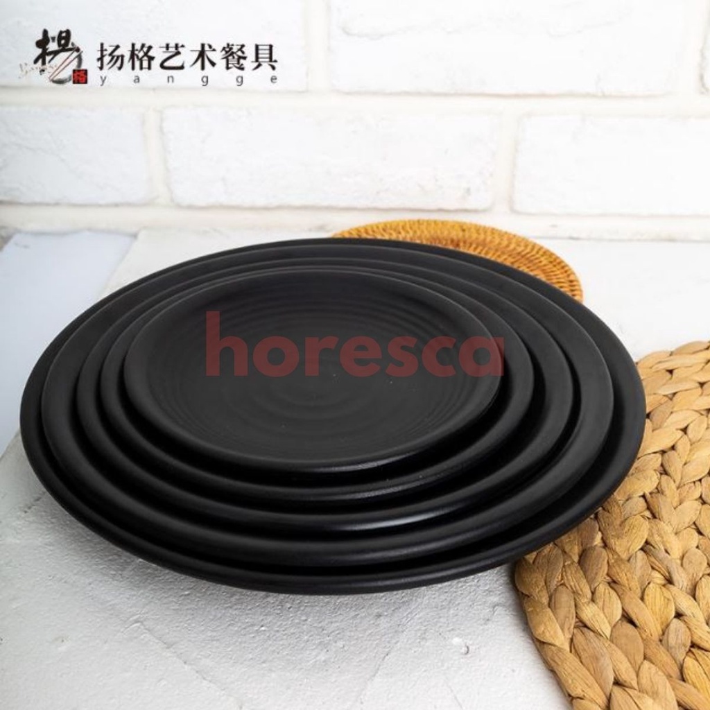 Đĩa tròn đen nhám (CAO CẤP) Đĩa melamine 100% tròn sâu lòng có vân đẹp