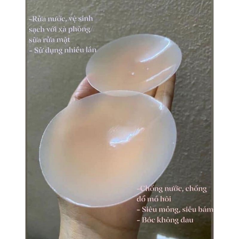 Hai miếng dán ngực silicon tàng hình, miếng dán ti siêu dính siêu thật da