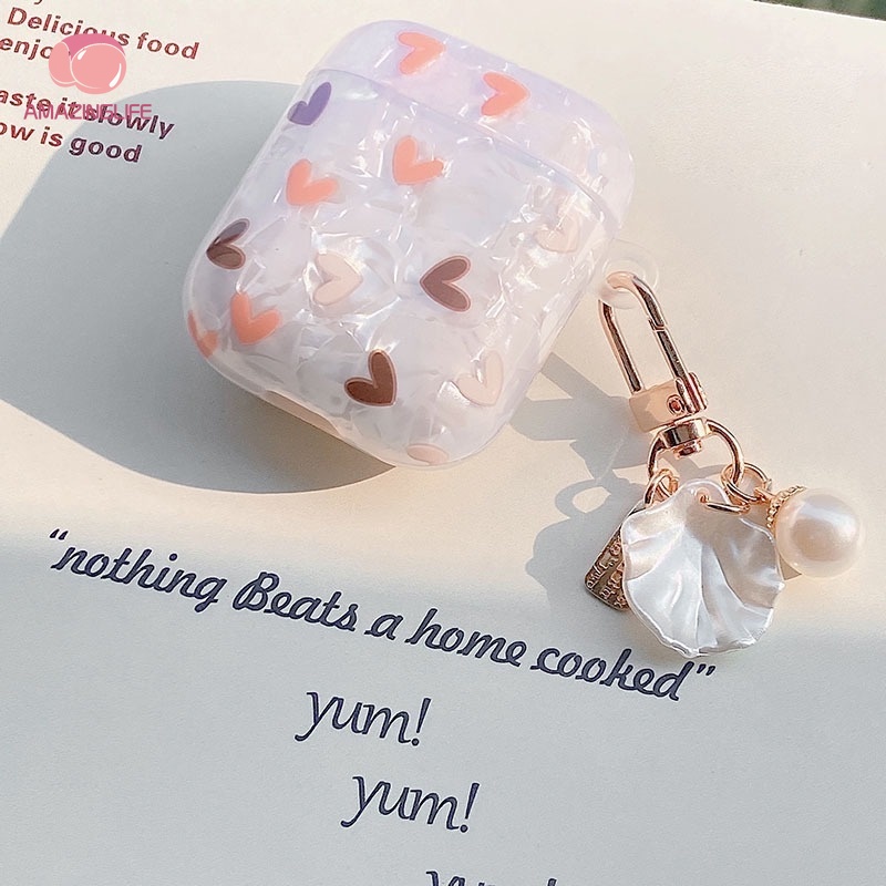 [Amazinglife] Móc Khóa Kim Loại Hình Vỏ Sò / Trái Tim Đính Ngọc Trai Sang Trọng Tinh Tế Thời Trang Cho Nữ