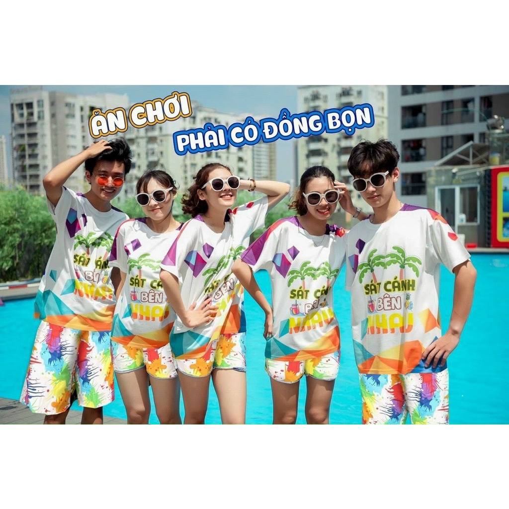 Bộ Thể Thao Nam Nữ Mùa Hè, Đồ Bộ Mặc Đi Du Lịch Đi Biển Chất Thun Lạnh Như Hình
