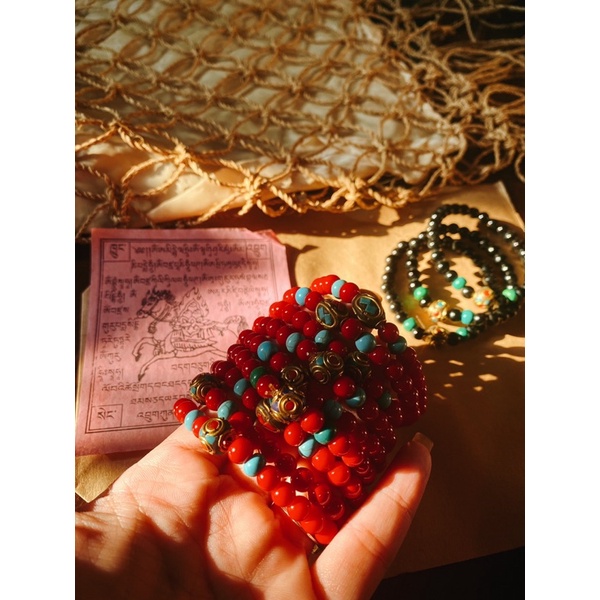 Vòng đá bình an Tây Tạng vòng có hạt đá turquoise