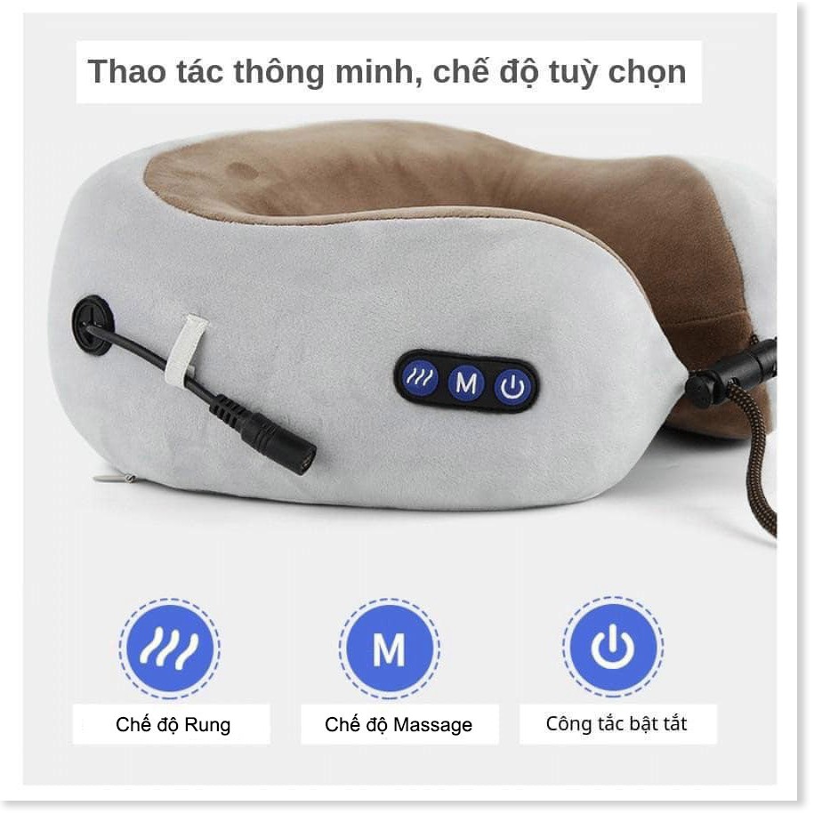 Gối Massage Cổ Vai Gáy Chữ U Đa Năng Cao Cấp Dành Cho Ô Tô Người Đi Du Lịch Dân Văn Phòng Dùng Pin Sạc