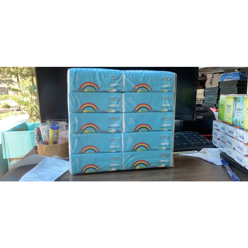 Set 10 gói giấy ăn Mylan 300 tờ / 3 lớp , hàng chuẩn công ty giấy mylan