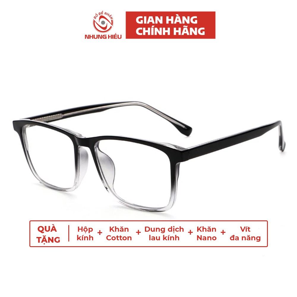 Gọng kính cận thời trang nam nữ NHUNG HIẾU OEM nhựa dẻo lõi hợp kim cao cấp dáng chữ nhật - Lắp mắt kính theo yêu cầu