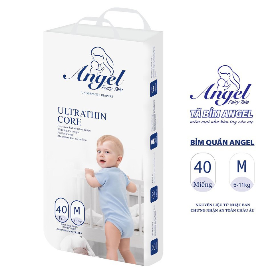 [Mã LTP50 giảm 50000 đơn 150000] Bỉm Quần ANGEL Ultrathin Core Size M40-L38-XL36-XXL34