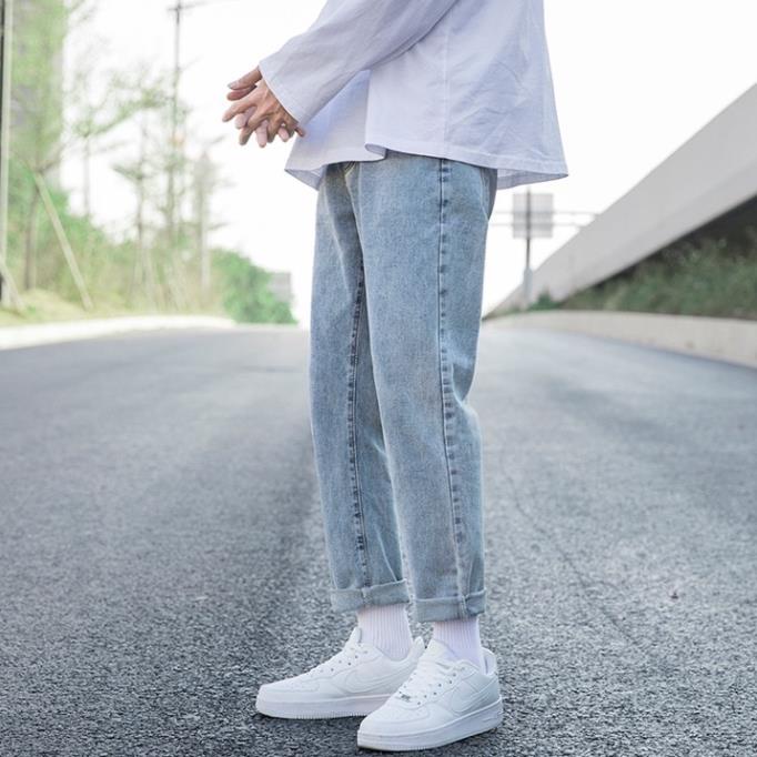 Quần jean baggy xanh bạc nam, nữ ống đứng, dáng suông, không phai, màu A02 | BigBuy360 - bigbuy360.vn