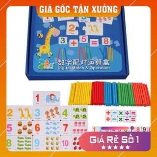 Bộ thẻ học ghép số kèm que tính giúp bé học đếm - đồ chơi toán học Montessori