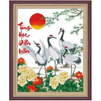 Tranh Thêu Chữ Thập Tùng Hạc Diên Niên 222862 (TRANH TỰ THÊU) KT:60X73CM