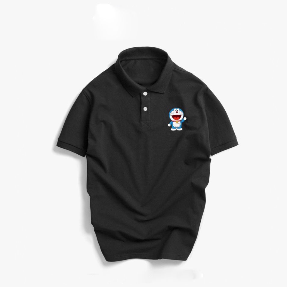 ÁO THUN POLO CẶP IN HÌNH DOREMON CỔ TRỤ 2 MÀU TRẮNG ĐEN UNISEX NAM NỮ,1993CLOTHINGG
