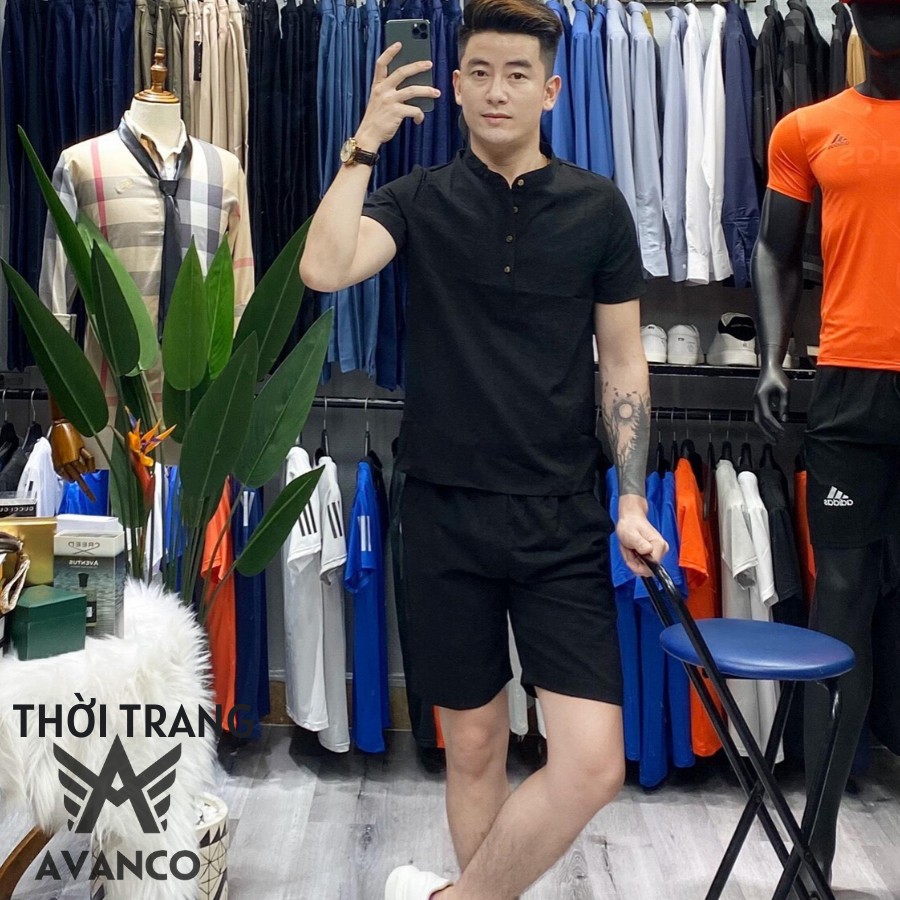 Bộ Đũi Xước Cổ Tàu, set quần áo Đũi Cộc nam cao cấp mới nhất - 1BĐCR