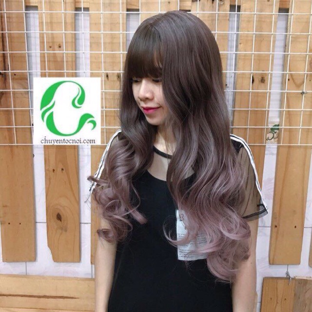 tóc giả Omber hồng nhẹ+ lưới trùm