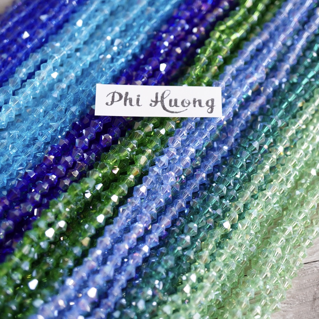 1 dây (khoảng 120 ~ 130 hạt) pha lê nón 3mm đủ màu đính kết quần áo