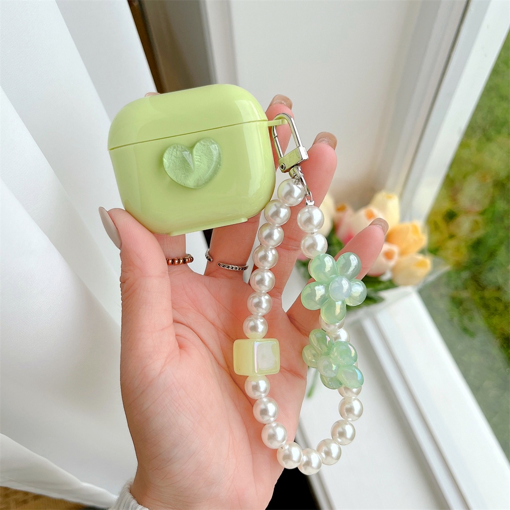 Vỏ Bảo Vệ Hộp Sạc Tai Nghe AirPods Pro AirPods 1 2 3 Màu Hồng Gắn Hoa Và Ngọc Trai Giả Dễ Thương