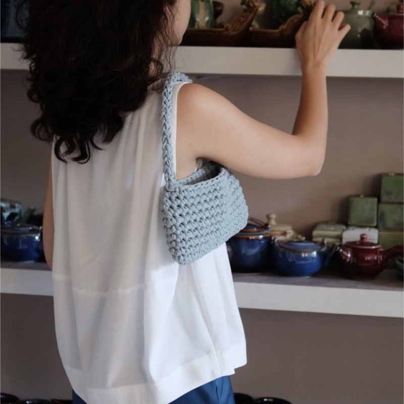 Túi xách bằng len thời trang, Túi kẹp nách dễ phối đồ màu bassic Gen xyz
