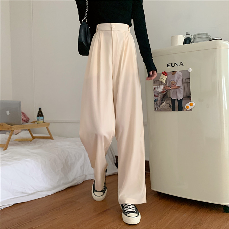 SUXI Quần Dài Màu Trơn Dáng Rộng Thiết Kế Đơn Giản Trẻ Trung Hợp Thời Trang