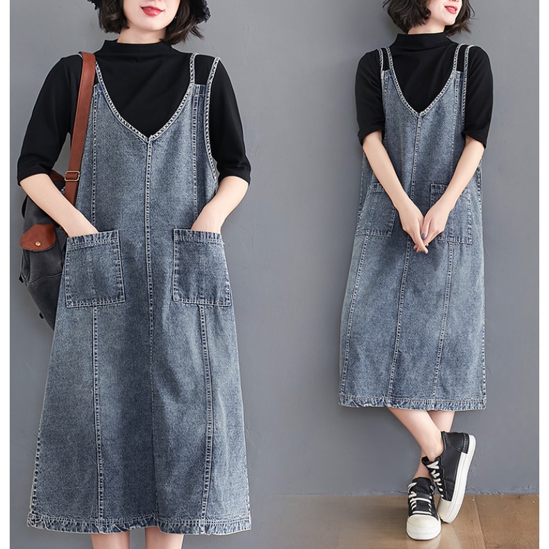A359 Váy yếm bigsize freesize thời trang dễ phối đồ kiểu dáng trẻ trung chất jean
