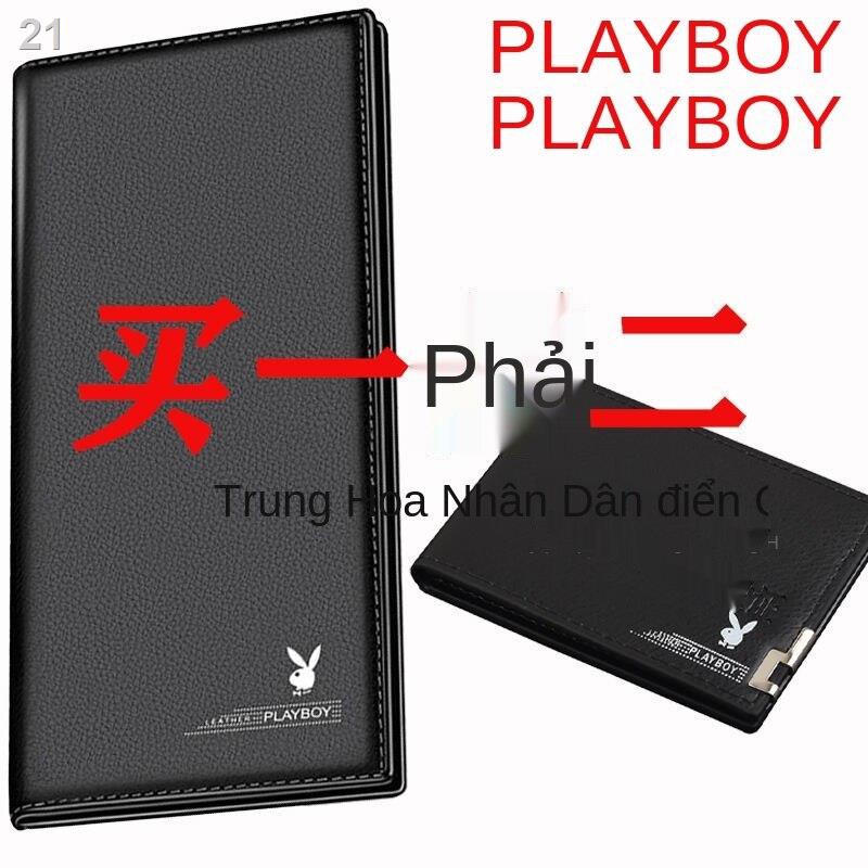 Ví nam Playboy mẫu mới 2021 da thật dài bò mềm thời trang học sinh thương hiệu sành điệu