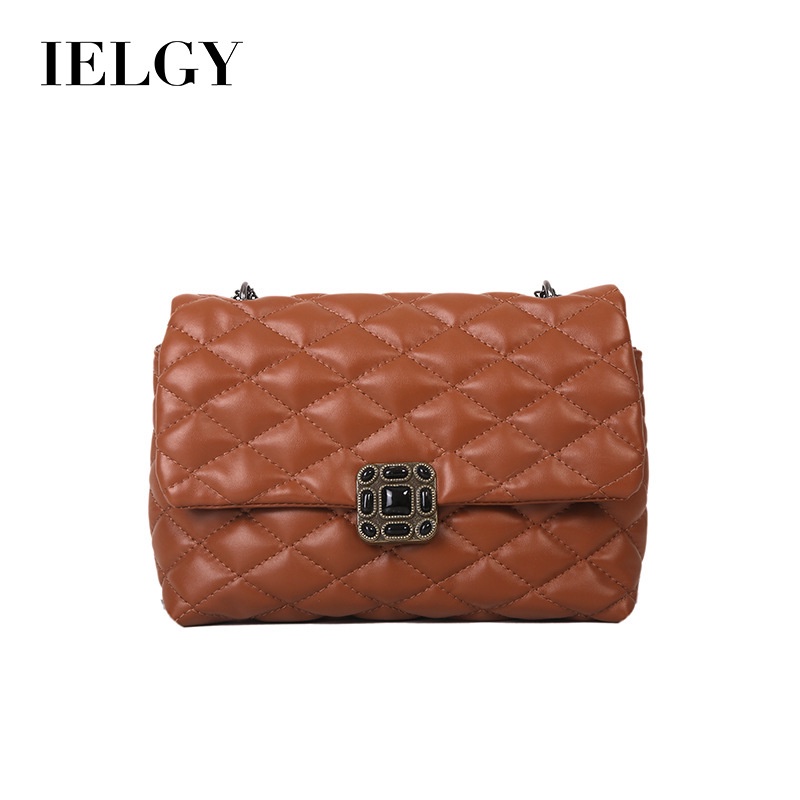 Túi đeo vai IELGY hình vuông cỡ nhỏ thêu họa tiết độc đáo chốt cài thời trang cho nữ