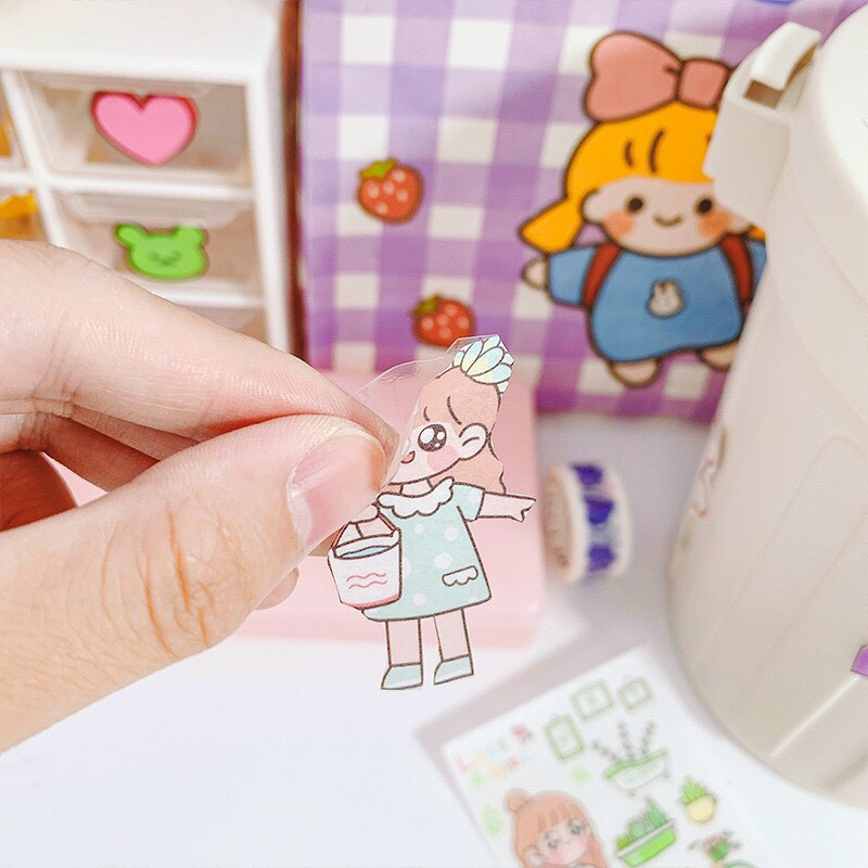 Tấm sticker dài Cute  hình dán trang trí sổ, planner, điện thoại, đồ dùng trong nhà