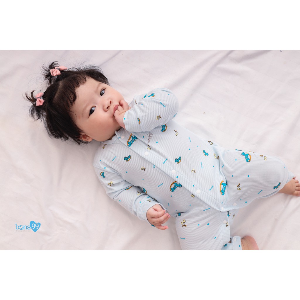 BODY DÀI TAY BONS99, BỘ LIỀN THÂN CHO BÉ (0-9M) CHẤT LIỆU SỢI TRE