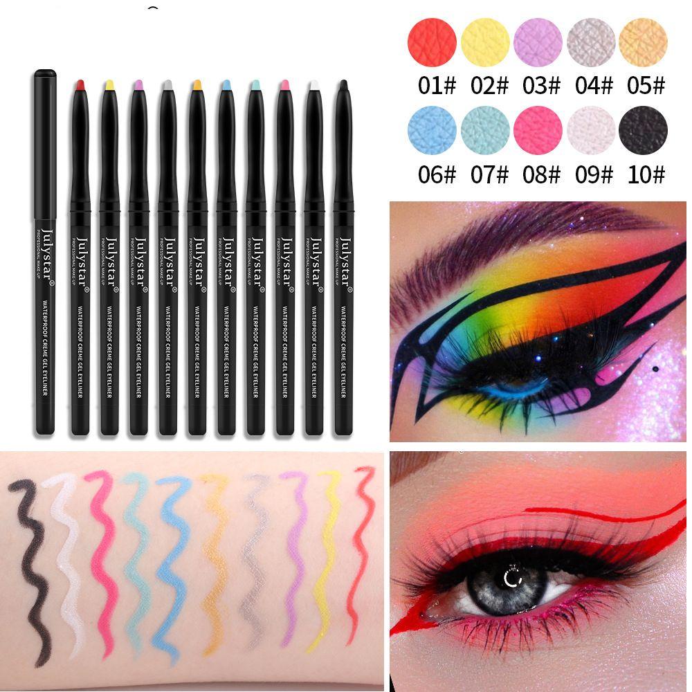 Set 10 Bút Kẻ Mắt Dạng Gel Màu Neon Dành Cho Nữ