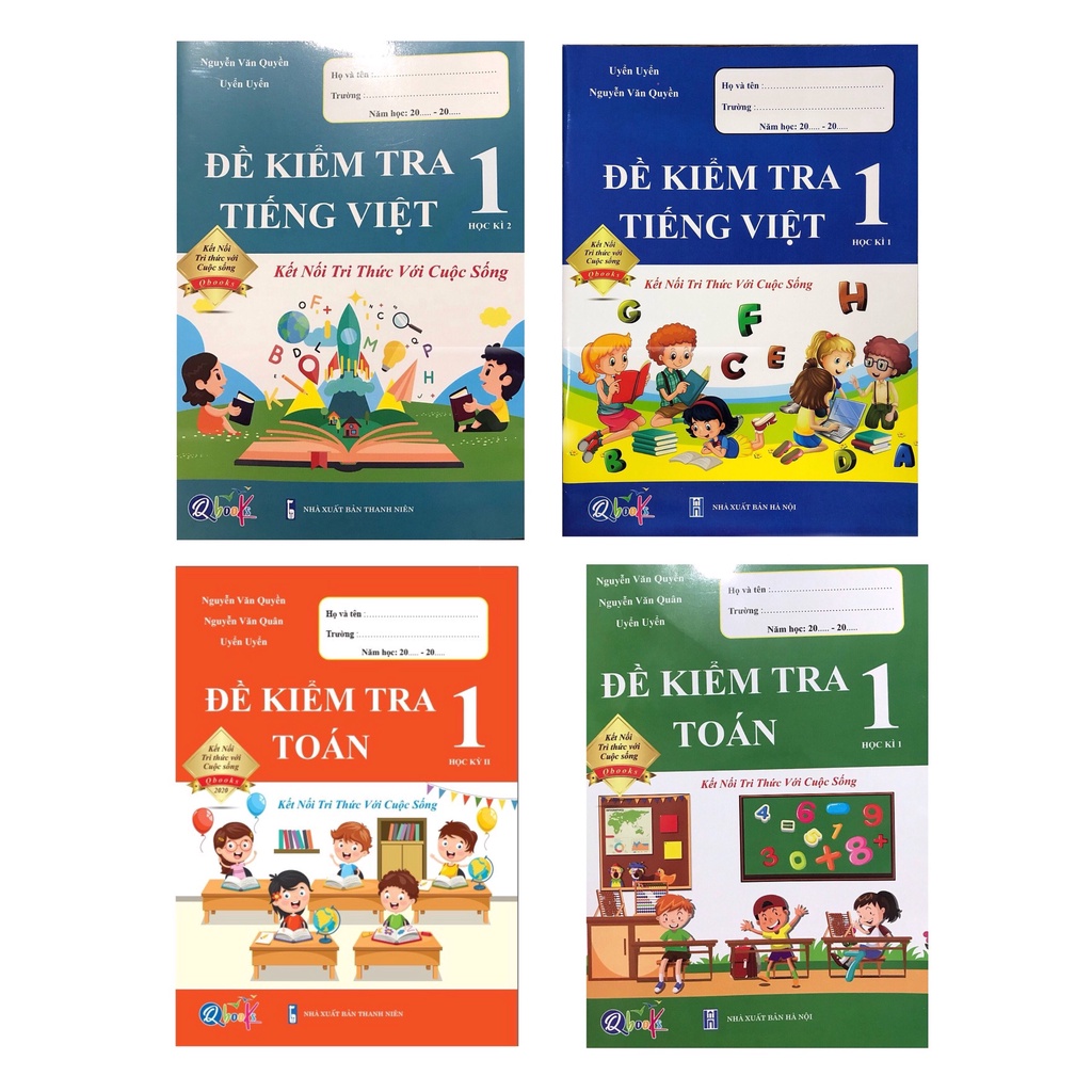 Sách - 4 quyển Đề kiểm tra Toán và Đề kiểm tra Tiếng Việt lớp 1 học kì 1+ học kì 2 (kết nối tri thức)