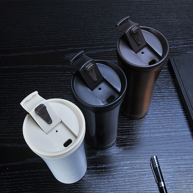 DreamH☛ 17oz coffee cup with lid insulation flip buckle hand cup vacuum stainless steel portable water cup ❀