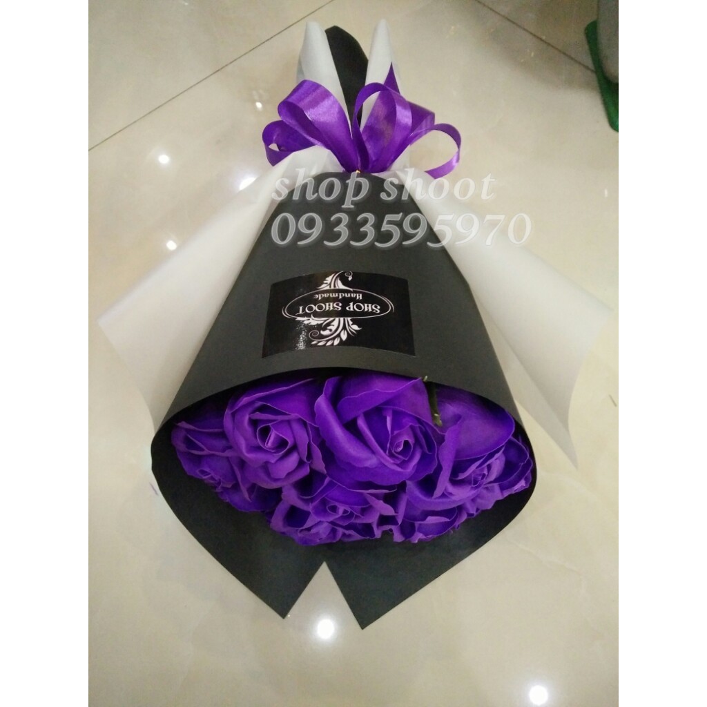 Bó hoa 10bông hồng sáp tím