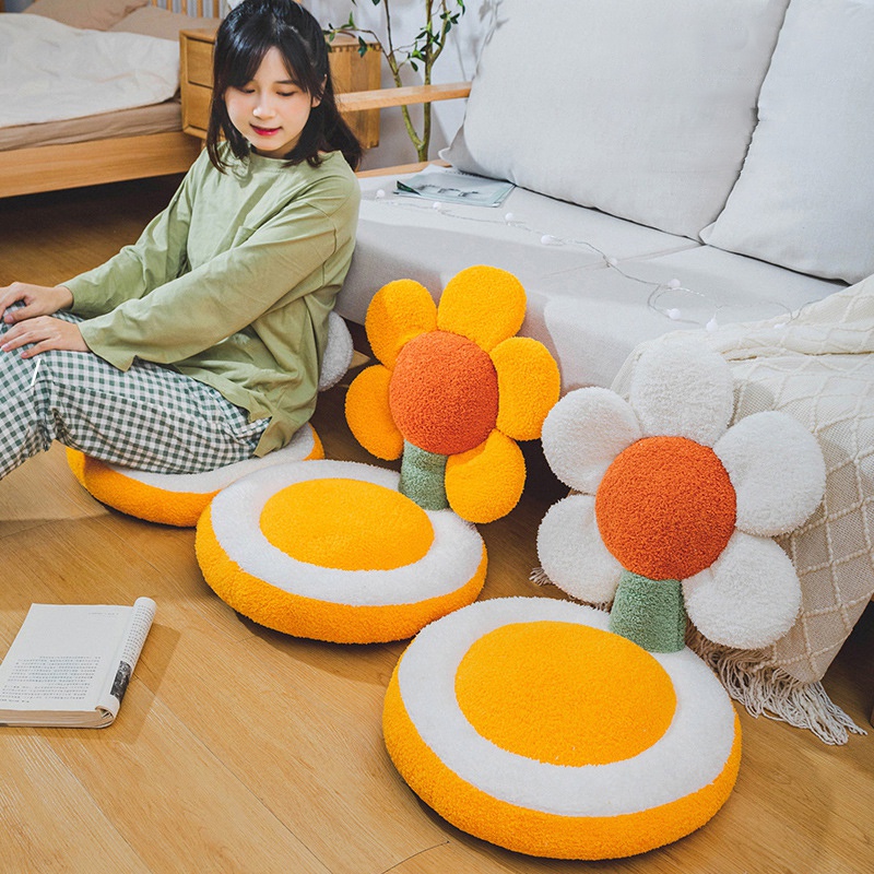 Gối Nhồi Bông Tựa Lưng Hình Hoa Hướng Dương Có Thể Giặt Được