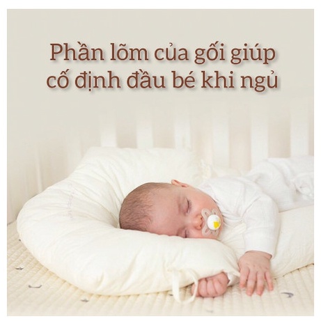 Gối Ôm Chữ U Cho Bé Chống Méo Đầu, Giật Mình Chất Cotton Siêu Mềm Mát